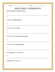 English Worksheet: Mixed Tenses - Interrogative