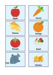 English Worksheet: Food Matching Memory Game