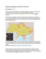 English Worksheet: Russia continues attack on Ukraine