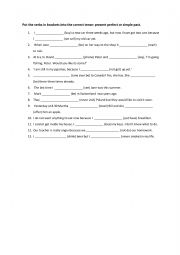 English Worksheet: Present Simple and Present Continuous