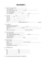 English Worksheet: Song Hall of Fame