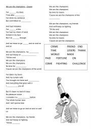 English Worksheet: We are the champions - Queen