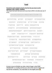 English Worksheet: food riddle