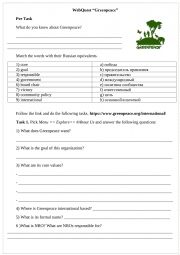 English Worksheet: WebQuest Greenpeace