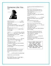 English Worksheet: adele someone like you