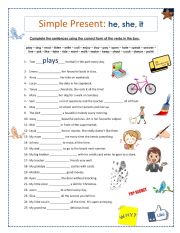 English Worksheet: Simple Present (3rd Person Singular)