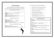 English Worksheet: At  the restaurant 