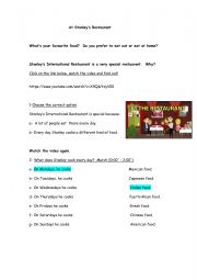 English Worksheet: At Stanley�s Restaurant
