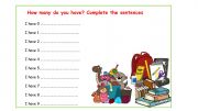 English Worksheet: How many do you have