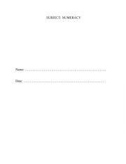 English Worksheet: Numeracy 