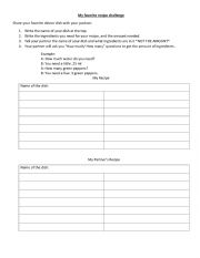 English Worksheet: My favorite recipe