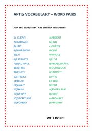 APTIS VOCABULARY WORD PAIRS