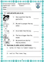 Comparatives and possessive pronouns quiz