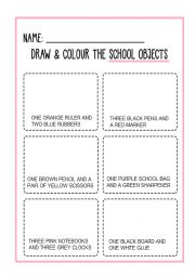 English Worksheet: School objects