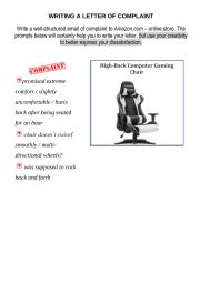 Writing - Letter of complaint  - Gaming chair