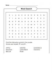 English Worksheet: Lunch time wordsearch Family and friends 1