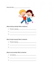 English Worksheet: Clothes - What are they wearing? 