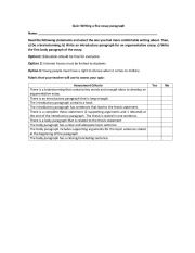 English Worksheet: Quiz Writing a Five-Paragraph Essay