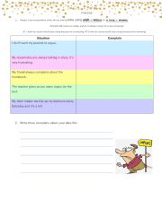 English Worksheet: Expressing Wishes and Complaints