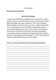 English Worksheet: Fix the errors!