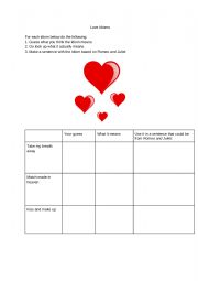 English Worksheet: Love idioms
