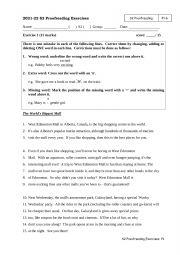 English Worksheet: Proofreading Exercises