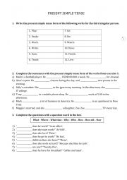 English Worksheet: Present Simple Tense