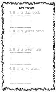 English Worksheet: Schools Supplies for Elementary Students