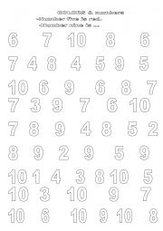 English Worksheet: Numbers and Colors