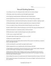 English Worksheet: Beowulf Questions