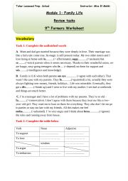 English Worksheet: 9th form consolidation tasks