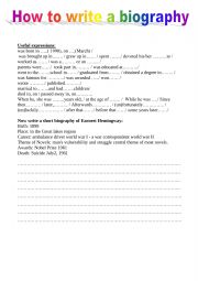English Worksheet: biography
