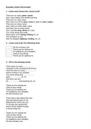 English Worksheet: Empathy - Alanis Morissette (Listening)