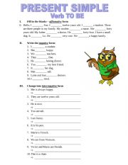 English Worksheet: Present Simple - Verbs to be