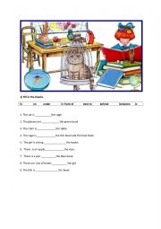 English Worksheet: Prepositions and classroom rules