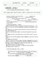 English Worksheet: Mid term test 3 7th form 
