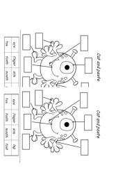 English Worksheet: White Monster - Body Parts