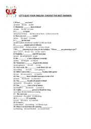 English Worksheet: Quiz for Intermediate students