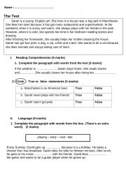 English Worksheet: English 6th form Test 