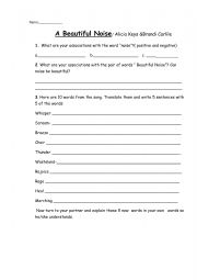 English Worksheet: Beautiful Noise /Alicia Keys &Brandi Carlile