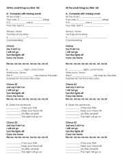 English worksheet: All the small things by Blink 182 practice for /t/ and /θ/