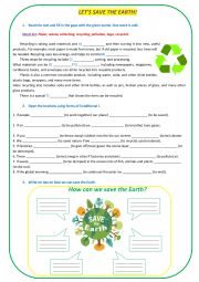 English Worksheet: let�s save the earth