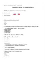 English Worksheet: Christmas in England vs. Christmas in America