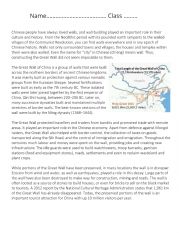 English Worksheet: Reading Strategy - Great Wall of China Worksheet