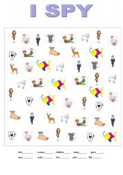 English Worksheet: I SPY irregular plurals