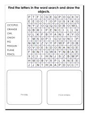 Letters O and P wordsearch
