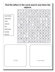 English Worksheet: Letters O and P wordsearch
