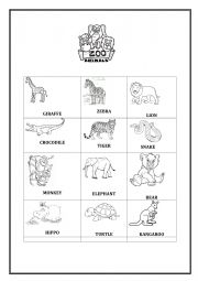 English Worksheet: Zoo animals