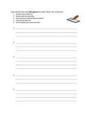 English Worksheet: Add Spaces to Complete these Springtime Sentences!