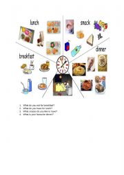 English Worksheet: Breakfast, lunch and dinner